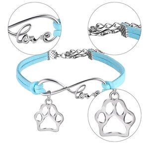 Silver Infinity Love Bracelet with Paw Charm